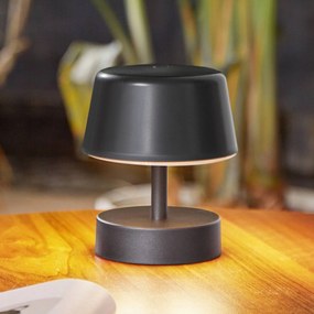 Lindby Lampada da tavolo LED Nalani, Ø 11,3 cm, IP44, nero