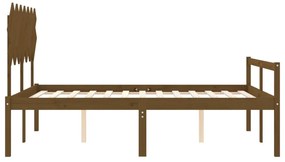 Letto per Anziani con Testiera Miele 140x190 cm Legno Massello