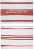 Set 2 strofinacci cucina 50x70 cm righe cotone rosso