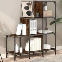 Libreria Rovere Fumo 92x30x102 cm Legno Multistrato e Metallo 845438