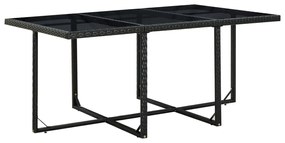 Set da pranzo da giardino 11 pz con cuscini in polyrattan nero