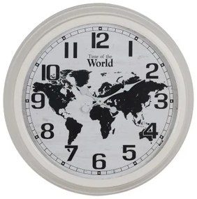 Orologio da Parete Mappamondo Bianco Nero Ferro 70 x 70 x 6,5 cm