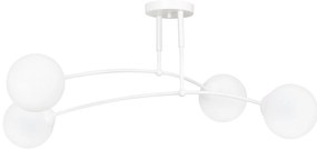 Lampadario a Sospensione in Acciaio e Vetro PREGOS 4 Nero/Bianco 4xE14