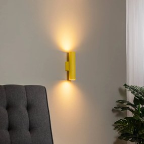 Argon Applique Cerro, giallo, acciaio, Ø 6 cm, alto/basso