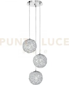 Lampadario a sospensione astra cromo 3 luci attacco e27 40x120cm al...