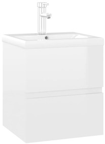 Mobile bagno con lavabo integrato bianco lucido in truciolato