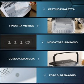 Macchina del Ghiaccio 1,3 Litri con Cestello e Paletta Nera...
