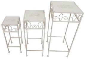 Decorazione Set Tavolini Portavaso in ferro  bianco L 70 cm x H 28 cm