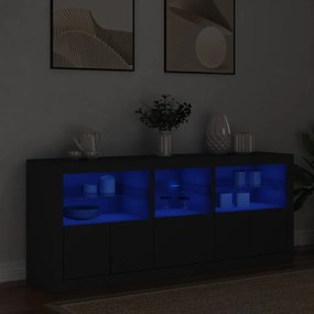 Credenza Con Luci Led Nera 162x37x67 Cm /
