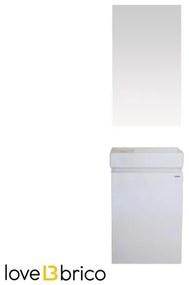 Mobile bagno sospeso 40 cm salvaspazio con lavabo e specchio bianco laccato