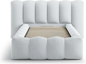 Letto singolo imbottito grigio chiaro con contenitore con rete inclusa 90x200 cm Lupine – Micadoni