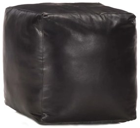 Pouf Nero 40x40x40 Cm İn Vera Pelle Di Capra /