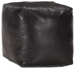 Pouf Nero 40x40x40 Cm İn Vera Pelle Di Capra /