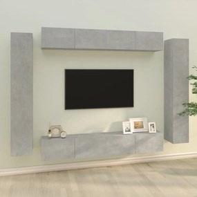 Set Mobili Porta Tv 8pz Grigio Cemento İn Legno Multistrato /
