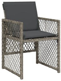 Set da pranzo da giardino 7 pz con cuscini in polyrattan grigio