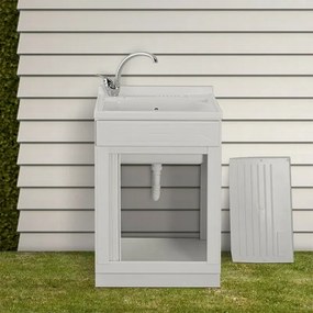 Mobile lavatoio 45x60 bianco con serranda vasca e asse strofinatoio