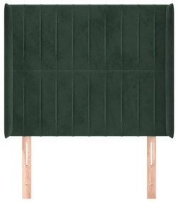 Testiera ad orecchio verde scuro 93x16x118/128 cm in velluto