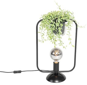 Lampada da tavolo moderna nera con vetro rettangolare - Roslini