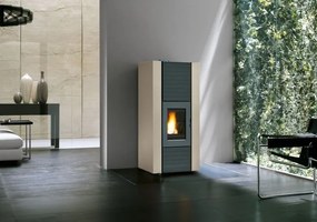 Stufa ermetica a Pellet Ecofire Ad Acqua con top in ghisa e acciaio Avorio Palazzetti Martina Idro Lux 15