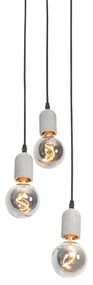 Lampada a sospensione nera 3 luci cemento - PEDRA