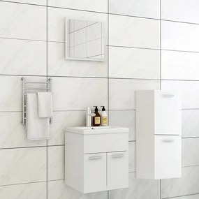 Set Mobili Da Bagno Bianco İn Legno Multistrato /
