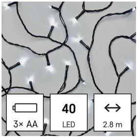 Catena LED natalizia da esterno 40xLED/3xAA 3,3m IP44 bianco freddo