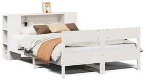 Letto libreria senza materasso bianco 120x190 cm legno di pino