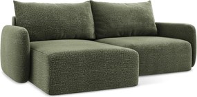 Divano angolare verde allungabile/con contenitore (con penisola a sinistra) Kalena – Makamii