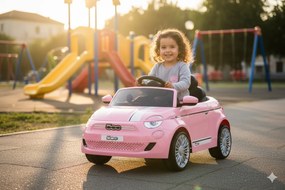 Macchina Elettrica per Bambini Licenza Fiat 500 12V con Telecomando Rosa...