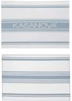 Set 2 strofinacci cucina 50x70 cm righe cotone blu