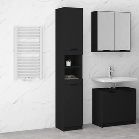 Armadietto da bagno nero 32x34x188,5 cm in legno multistrato