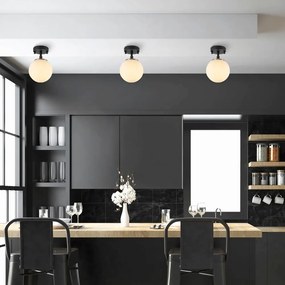 Lampada da soffitto bianca e nera con paralume in vetro ø 15 cm Atmaca - Opviq lights