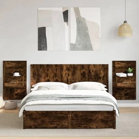 Testiera Per Letto Con Comodini Rovere Fumo 160 Cm Multistrato /