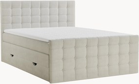 Letto boxspring in velluto a coste fatto a mano con contenitore Tasca, H3