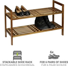 Scarpiera di colore naturale in acacia massiccia 69x40,5x27 cm Fondi – Wenko
