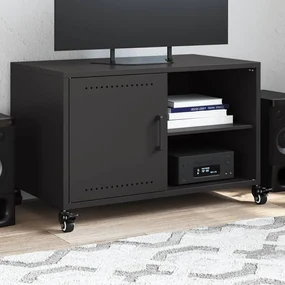 Mobile Tv Nero 68x39x43,5cm İn Acciaio Laminato A Freddo /