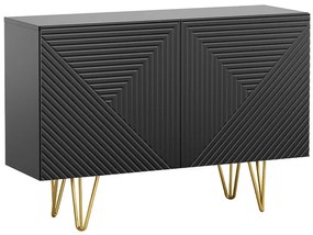 Credenza design nero e metallo dorato 2 ante L107 cm OZEN