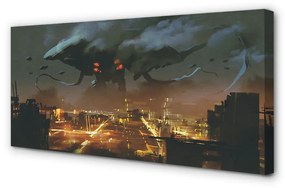 Quadro su tela City di notte fumo mostro 100x50 cm