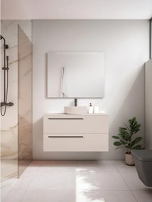 Mobile da bagno sospeso sotto lavabo L 100 x H 55 x P 39.5 cm grigio perla laccato opaco, 2 cassetti VISOBATH Mia