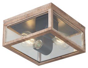 Plafoniera industriale stampa legno IP44 2 luci - Charlois