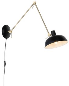 Lampada da parete retrò nera con bronzo - Milou