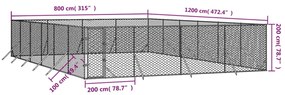 Cuccia per cani da esterno argento 8x12x2 m in acciaio zincato