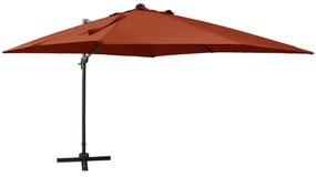 Ombrellone A Sbalzo Con Palo E Luci A Led Terracotta 300 Cm /
