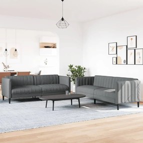 Set di divani 2 pz grigio scuro in tessuto