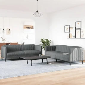 Set di divani 2 pz grigio scuro in tessuto
