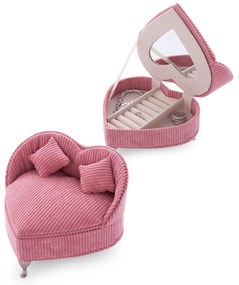 Portagioie cofanetto cuore rosa 18x13x14 cm