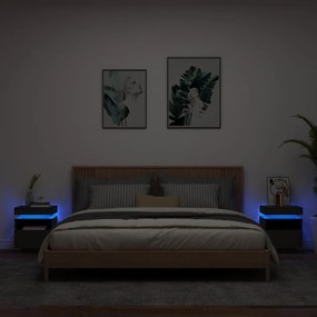 Comodini Con Luci Led 2pz Neri 40x39x48,5 Cm /