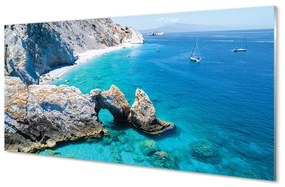 Pannello paraschizzi cucina Grecia Spiaggia della costa del mare 100x50 cm