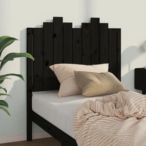 Testiera per letto nera 96x4x110 cm in legno massello di pino