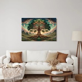 Quadro su tela – Maestoso albero della vita tra le montagne